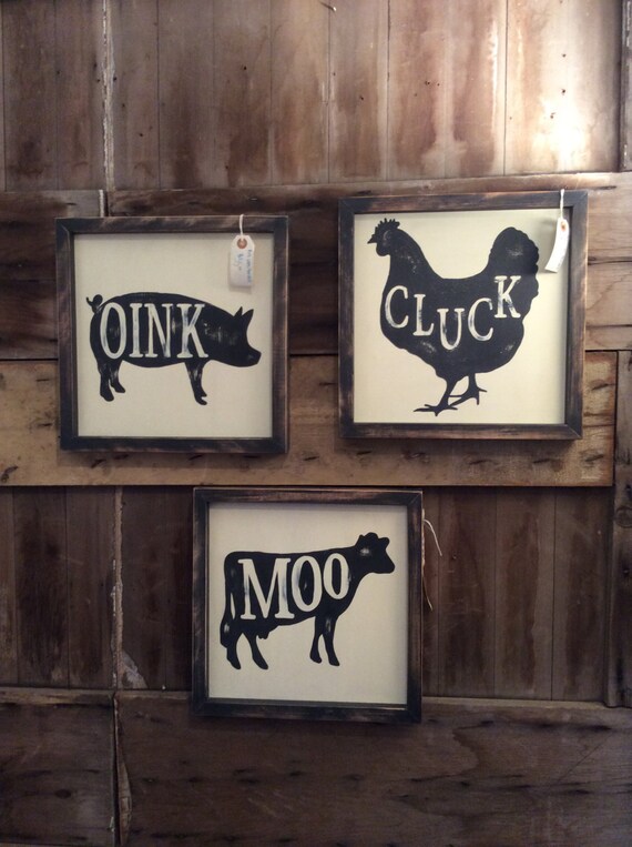 Items similar to Hand Painted Signs- Set of 3 - Cow, Pig, Chicken ...