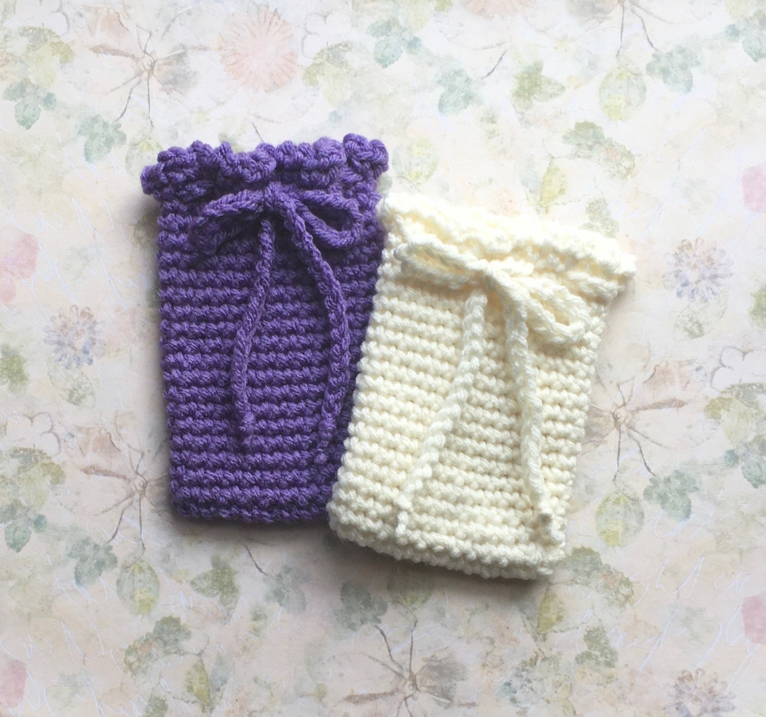 Crochet Gift Bag Small Treat Bag in Lilac by KathysYarnCreations