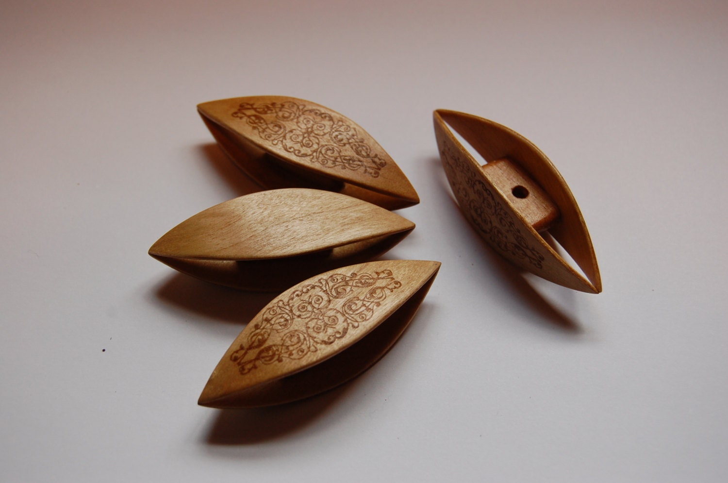 Wooden Tatting Shuttle Hand Made in Maple Decorated With