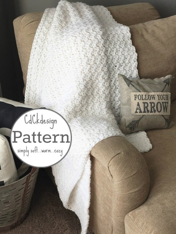 Crochet Pattern//Chunky Throw Blanket White French Country Throw