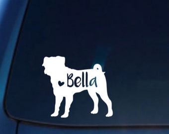 Pug Car Decal, Pug Decal, Pug Dog, Pug Stickers, Pug Vinyl Car Decal, Pug Vinyl Decal, Pug