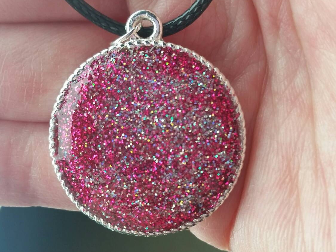 Pink Glitter JewelryRock JewelryPink Stone PendantStar