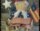 Primitive Uncle Sam, Folk Art Rag Doll, Patriotic Americana Decor, Door Hanger, OFG FAAP