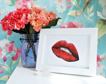 Fashion Illustration, Lips Art, Beauty Illustration, Fashion wall art, Fushia Lips