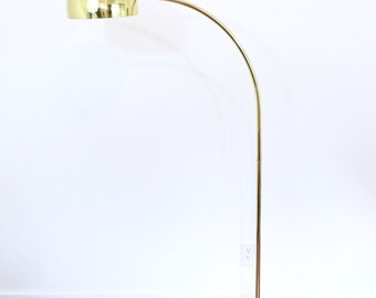 Vintage Brass Arc Floor Lamp, Mid Cenrury Lighting, Brass Floor Lamp, Hollywood Regency