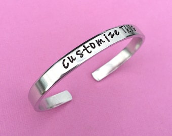 Personalized Bracelet Hand Stamped Jewelry - Bangle Cuff Custom Gift For Her - Birthday - Christmas - Mother's Day - Bulk Order Available