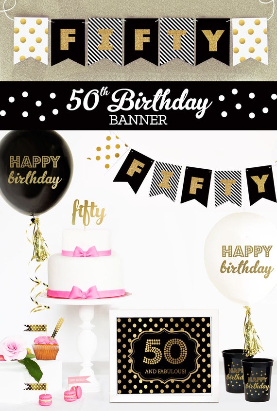 items-similar-to-50th-birthday-banner-fifty-birthday-gold-glitter