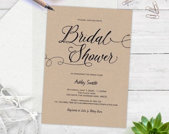 Printable, rustic Bridal shower invitations, instant download, Bridal shower invites, printable, templates, editable text| s5