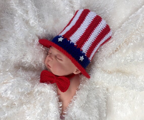 4th of July baby hat 4th of July hat and bow tieUncle Sam