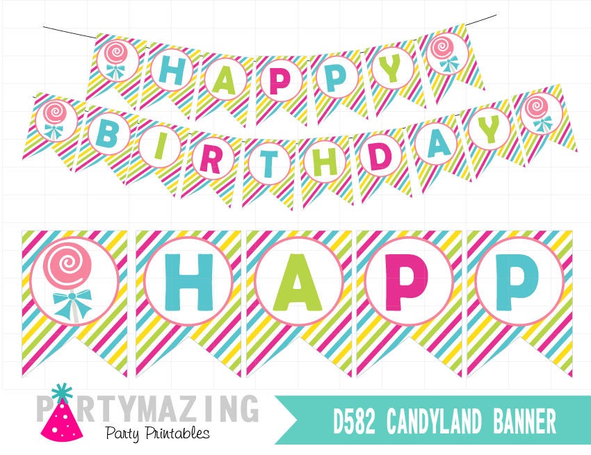 Candyland Printable Banner DIY Candyland Decoration