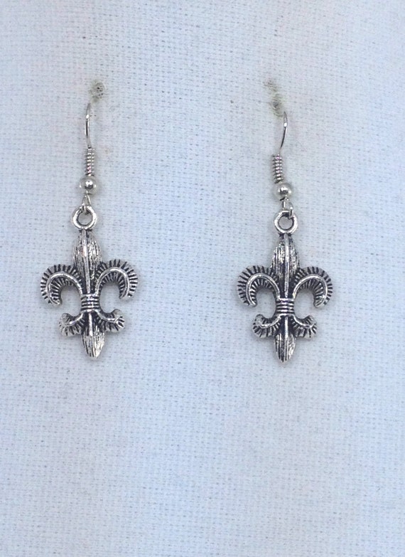 Fleur de lis earrings silver Clearance