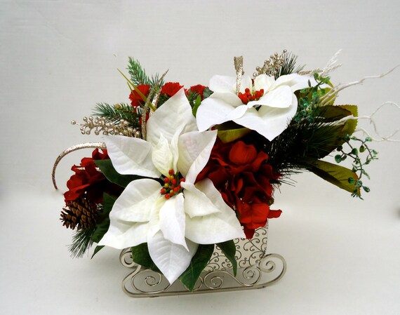 christmas centerpiece in holiday metal sleigh by christmas centerpiece in holiday metal sleigh by