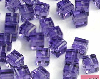 10x Swarovski Crystal 5601 Cube Bead Tanzanite 4mm Purple GREAT VALUE!