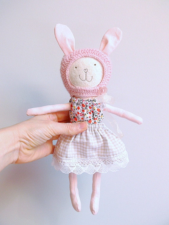 Stuffed Bunny Toy Dress up Doll MIRJAM by MiniwerkaToys on Etsy