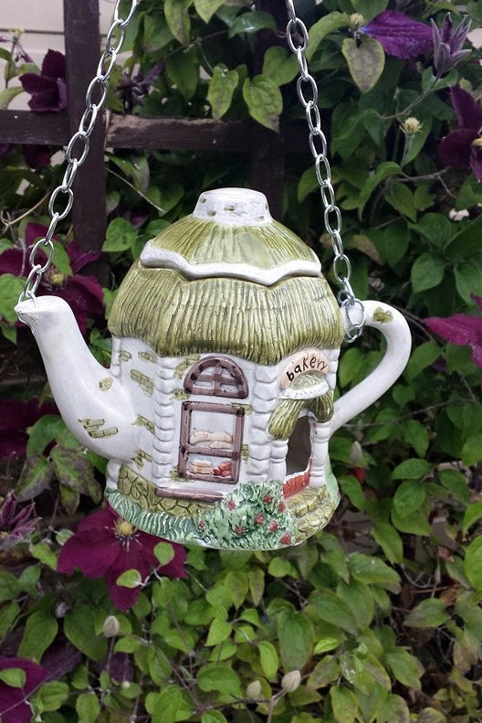 Teapot bird house vintage nest box bird lover's gift