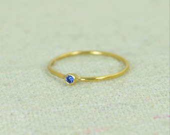 Tiny Sapphire Ring, Sapphire Stacking Ring, Gold Filled Sapphire Ring, Sapphire Mothers Ring, September Birthstone, Gold Sapphire Ring