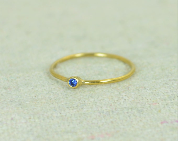 Tiny Sapphire Ring, Sapphire Stacking Ring, Gold Filled Sapphire Ring, Sapphire Mothers Ring, September Birthstone, Gold Sapphire Ring