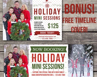 Christmas Mini Session Template - Photoshop Template for Photography - Holiday Mini Session - Facebook Cover - 107
