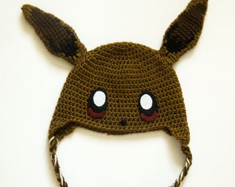Eevee Crochet Hat | Crochet Eevee Costume Hat | Pokemon Winter Beanie