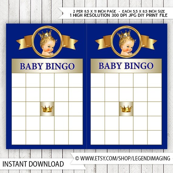 blue baby boy blanket royal Royal Prince Game Blonde Prince Baby Blue Gold Bingo Shower