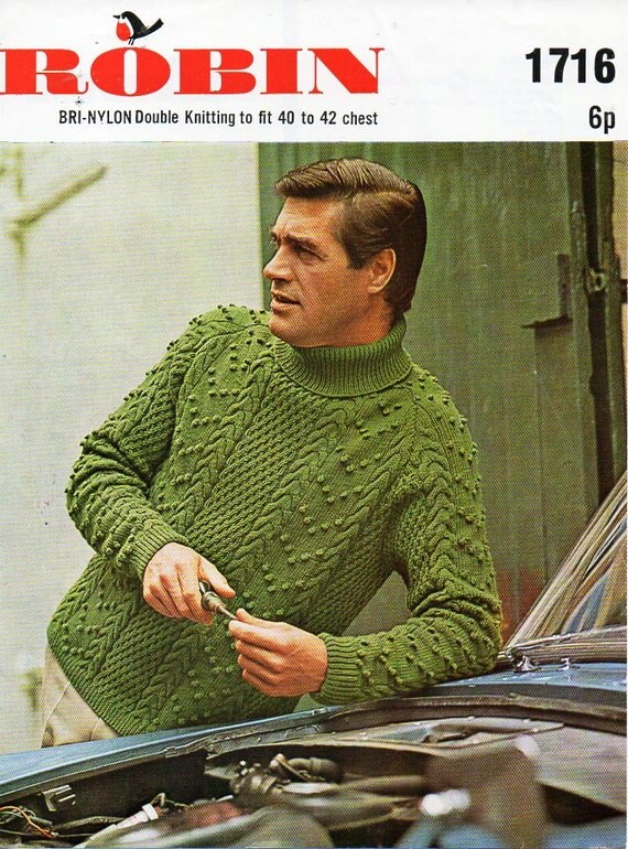 Mens Aran Sweater Mens Knitting Pattern PDF Download mens Aran
