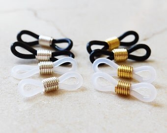 Rubber parts with Adjustable coil, Rubber Ends for eyeglass holder, One Pair of Rubber Grips, Replacement parts / One Pair (2 pieces)