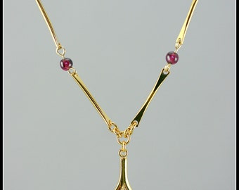 Gold Egyptian necklace - gold lotus flower necklace - gold and pearl necklace - symbolic jewelry - handmade - elegant necklace - vintage
