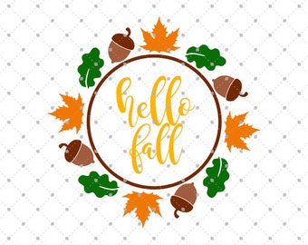 Fall Wreath SVG Cut Files, Wreath svg, Fall Monogram frame svg, Fall SVG files for Cricut and Silhouette, svg files