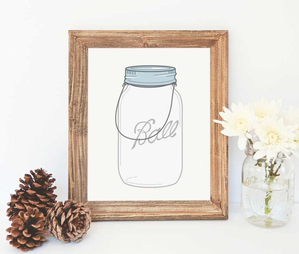 Farmhouse Mason Jar Home Decor Wall Art Print by TheHappyPioneer