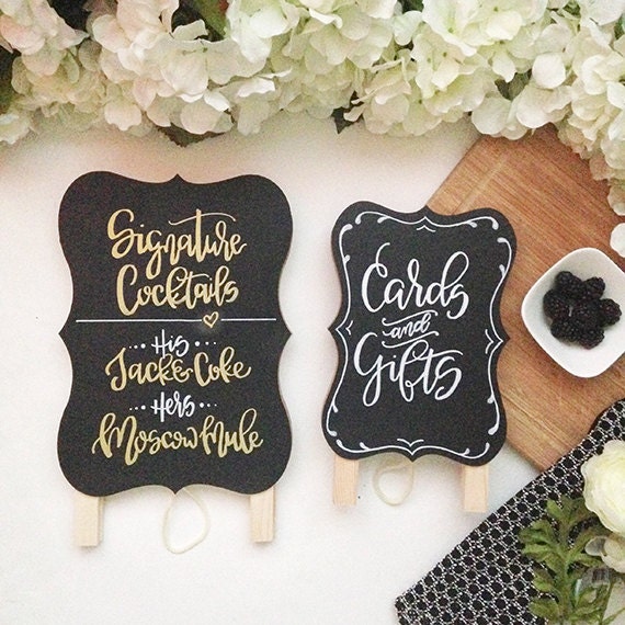 Chalkboard Signature Cocktail Sign Calligraphy by papercasestudio