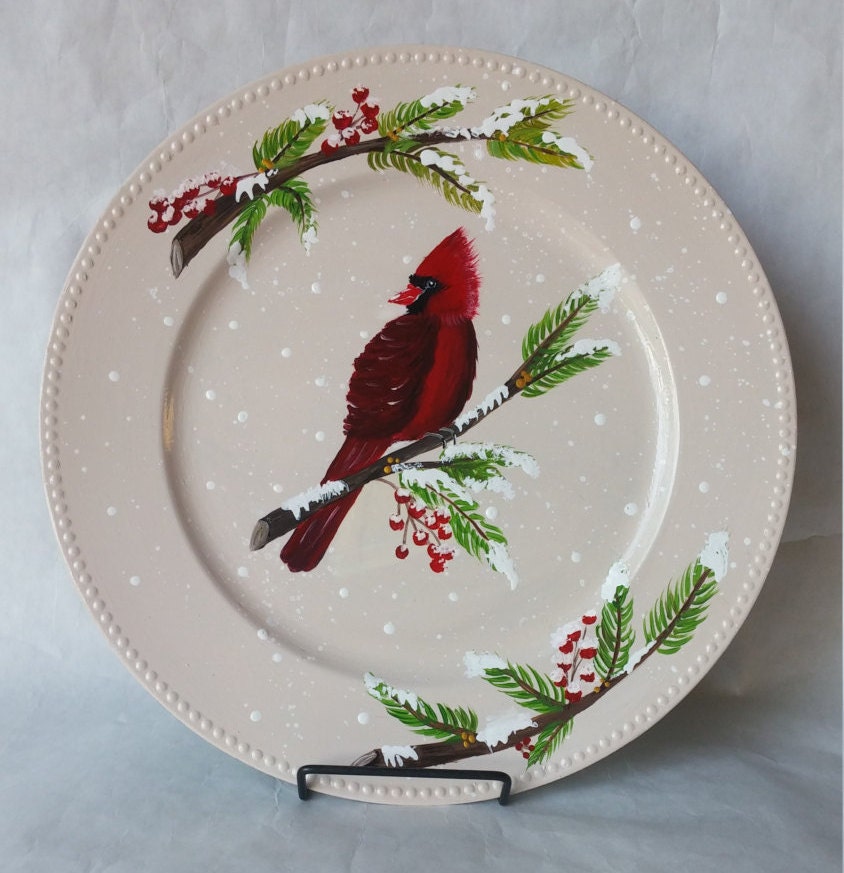 decorative plate winter plate christmas decor hand painted decorative plate winter plate christmas decor hand painted