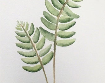 Watercolor Botanical Fern leaves #4