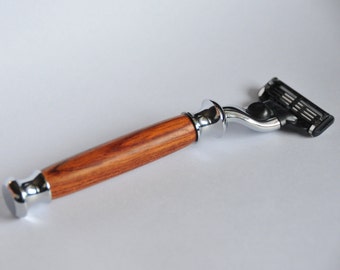 Bubinga wood razor handle - Gillette Mach 3 or venus wooden razor - father's day - men's birthday gift - handmade woodturned - woodworking