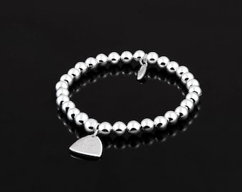 Sarulo 925 Sterling Silver Beaded Bracelet 6mm Balls Customize Charm Jewelry Gift Box Accessories Included