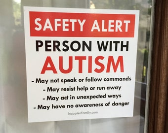 Autism Safety Alert Decals - 4 Pack Window Clings For Car And Home