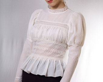Victorian Blouse, White Lace Top, Women Lace Blouse, Boho White Blouse, Romantic Top, Cotton Top, Wedding Top, Office Top, Plus Size Blouse