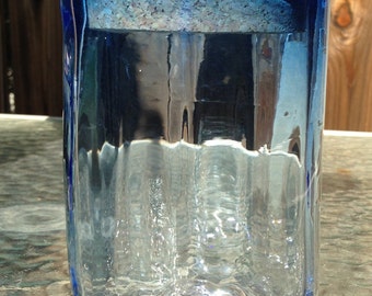 Hand Blown Glass Jar - Azul Grande Optic with cork