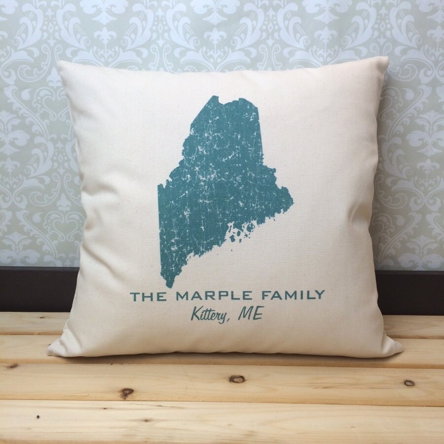 Maine State Pillow Cover Personalized with Your Family Name