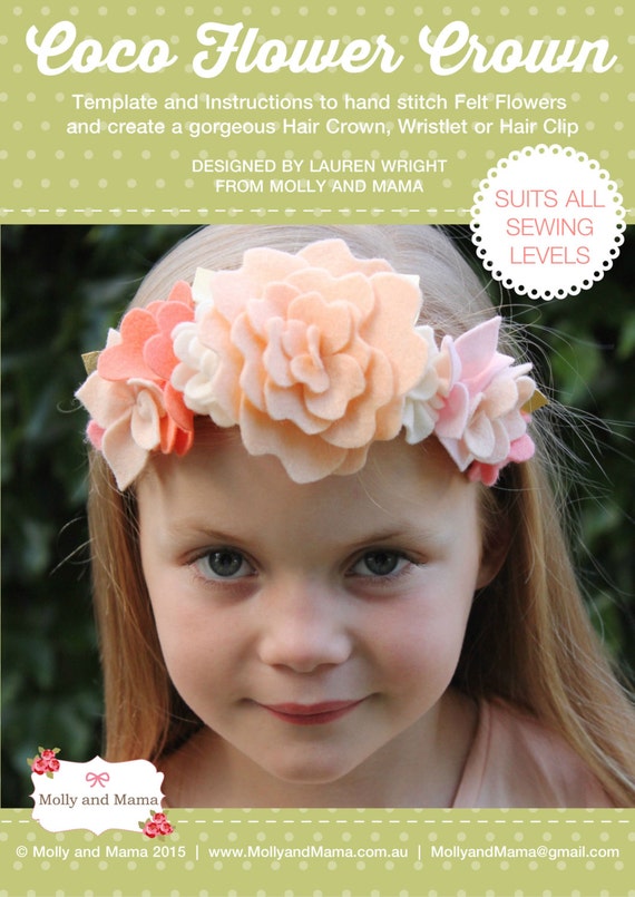 COCO FLOWER CROWN Pdf Pattern - felt, flower wreath, hair accessory, hair crown - il_570xN.874401014_9qrq