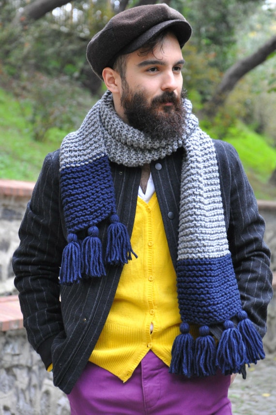 Mens Knitted Scarf Chunky Scarf for Men Chunky Knit Scarf