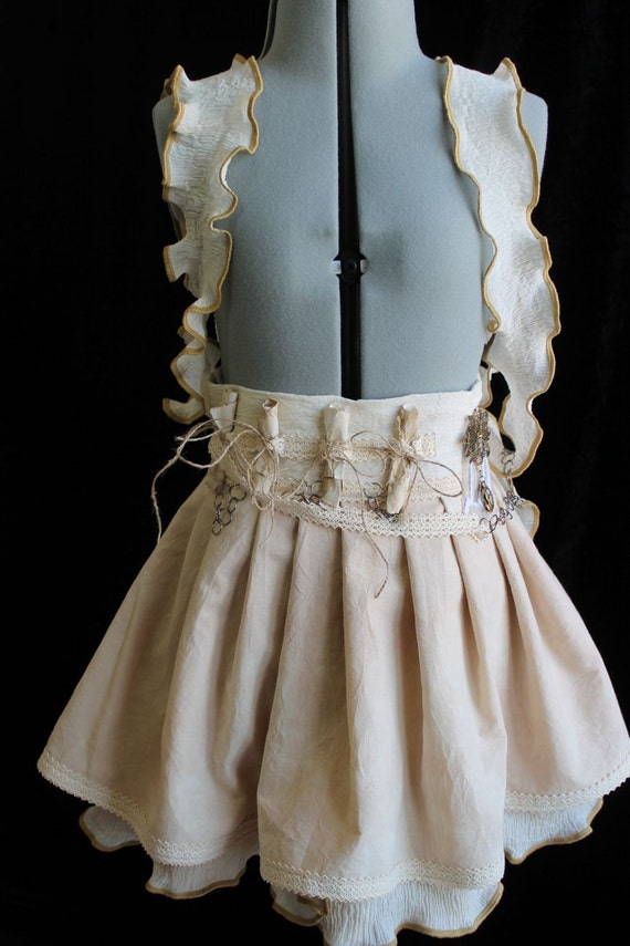 Steampunk Woodland Mini Bustle Skirt with Hot Air Balloon & Antique Scrolls Custom Size by VentriloquistCourt steampunk buy now online