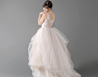 Catherine - tulle gown skirt / tulle wedding skirt / bridal skirt / nude tulle skirt / bridal tulle skirt / wedding skirt /