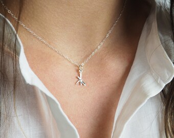 Tiny Dragonfly Necklace, Sterling Silver Dragonfly Necklace, Sterling Silver Necklace
