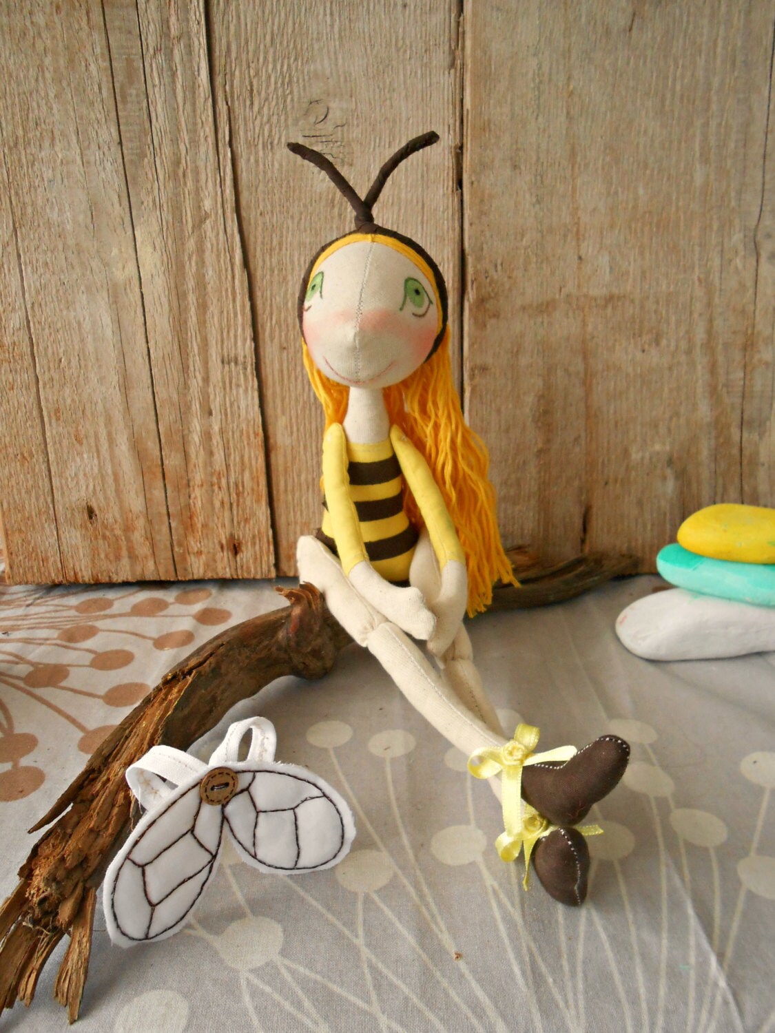 Handmade natural bee doll bumble bee doll bumble bee girl