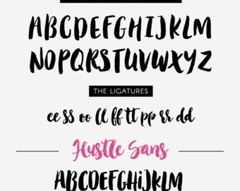 20%Off-Hustle Brush + Bonus//brush font/modern script/Wedding font/photography logo