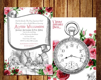 Alice in Wonderland themed Invitation for Bridal Shower - Alice in Wonderland Bridal Shower - Tea Party Invitation - Digital - Printable
