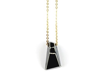 Black Geometric Necklace 2 // Geometric Jewelry, Geometric Jewellery, Geo Jewelry, Geometry, Clay Necklace, Clay Jewelry, Southampton