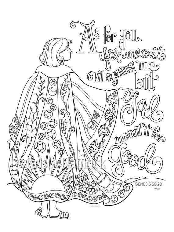 Joseph's Coat of Many Colors coloring page 8.5X11 Bible