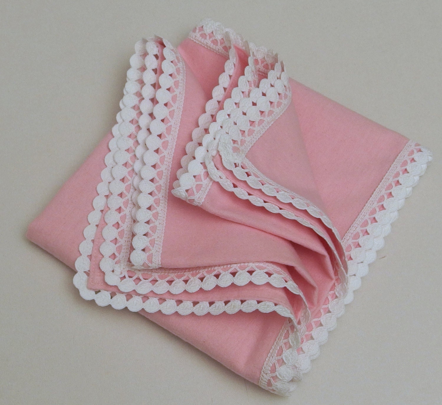 Baby Blanket Flannel Blanket Receiving Blanket Pink Dots White