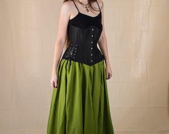 Mossy Green Linen Renaissance Skirt - Halloween Costume - Ren Faire Garb - Womens Medieval Clothing - Witch Costume - Long Skirt - SCA LARP